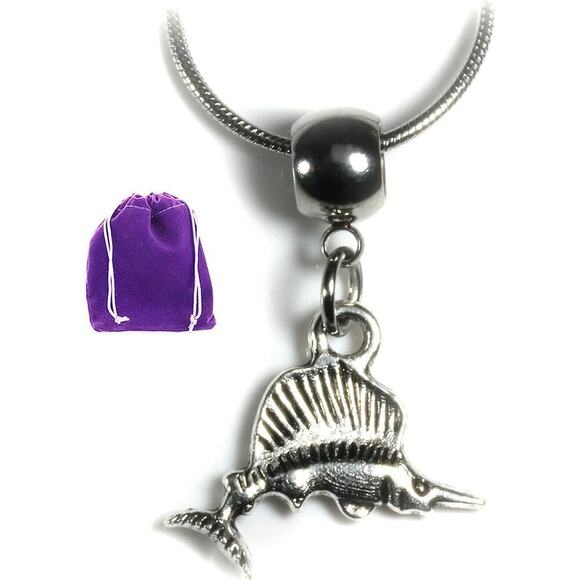 Swordfish Necklace - Marlin Ocean Necklace Fishing Charm - Picture 1 of 9